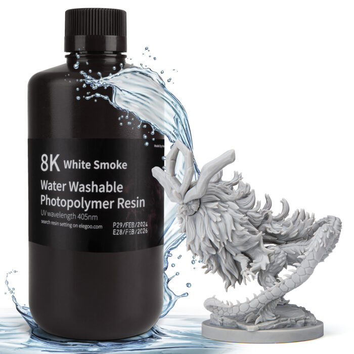 PRECOMMANDE - ELEGOO 8K WATER WASHABLE RESIN 1KG WHITE SMOKE